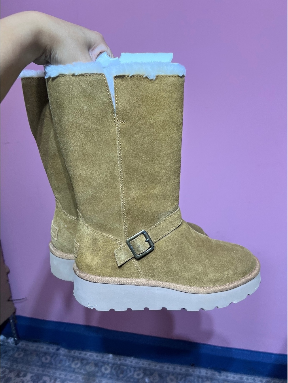 Koolaburra by UGG Women's Suede Shearling Boots Size 7 Tan